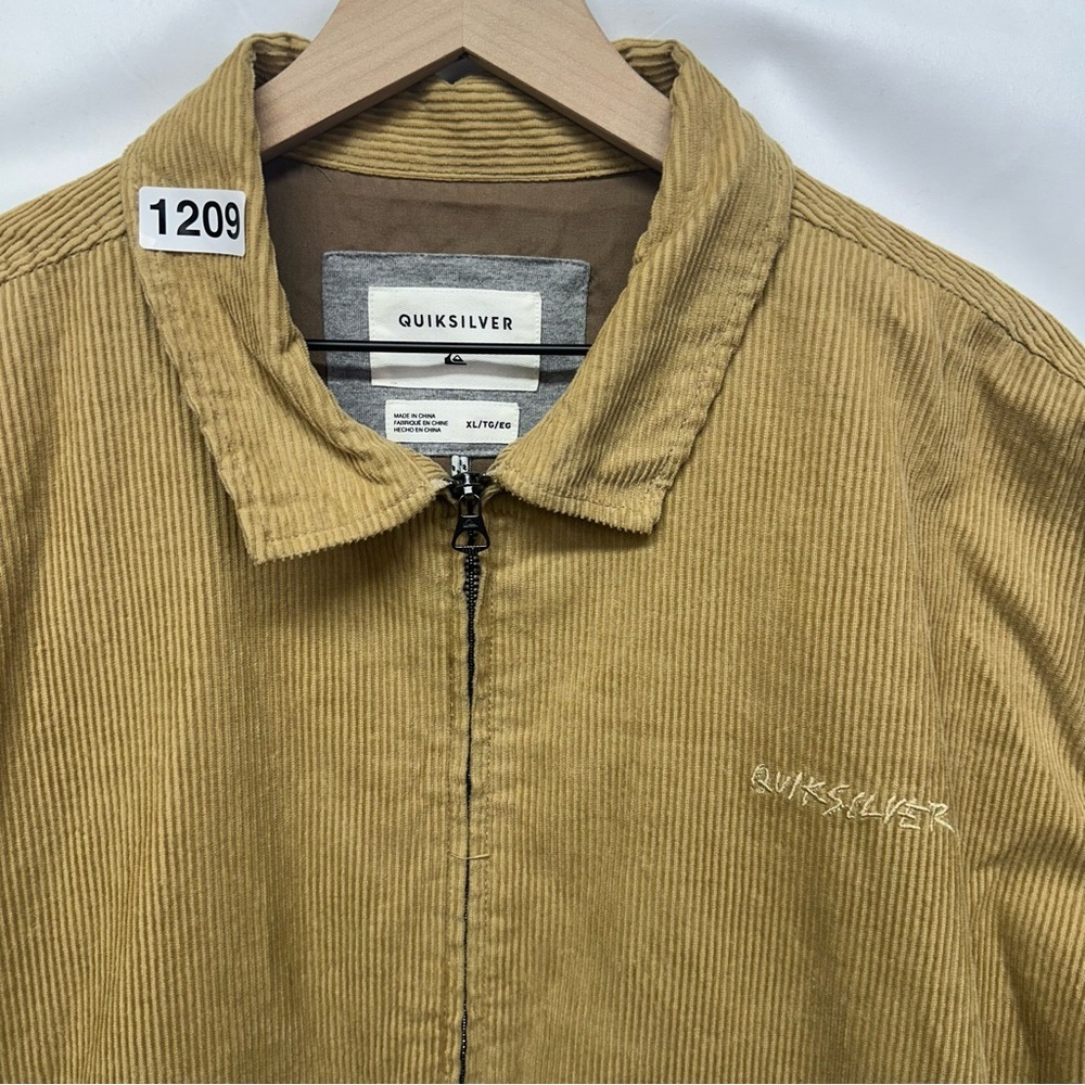 Quiksilver Men’s XL Tan Corduroy Collared Zip Jacket Workwear Casual Coat - Picture 3 of 8